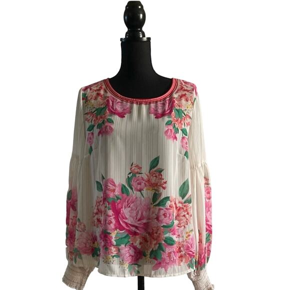 Vici Tops - VICI Valencia Rose Round Neck Blouse